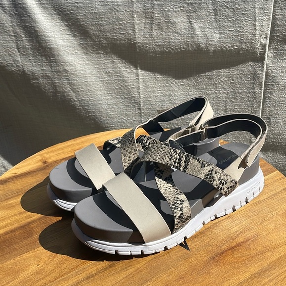 Cole Haan Zerogrand Criss Cross Gladiator Sandals, Roccia/Sandshell/White Size 9 - Picture 1 of 11